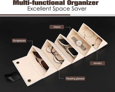 5-Slot Travel Sunglasses Organizer, Foldable Eyeglasses Case, Portable Eyewear Storage for Men & Women in Saudi Arabia