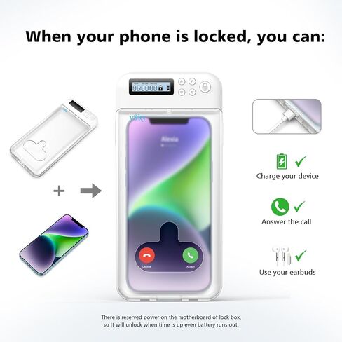 مربع قفل الهاتف المحدد لهواتف iPhone وهواتف 6.7 بوصة ، مربع خزانة سجن الهاتف المحمول مع مؤقت منع إدمان الهاتف | افصل من الهواتف وألعاب الفيديو ووسائل التواصل الاجتماعي لتحقيق الأهداف البيضاء in Kuwait