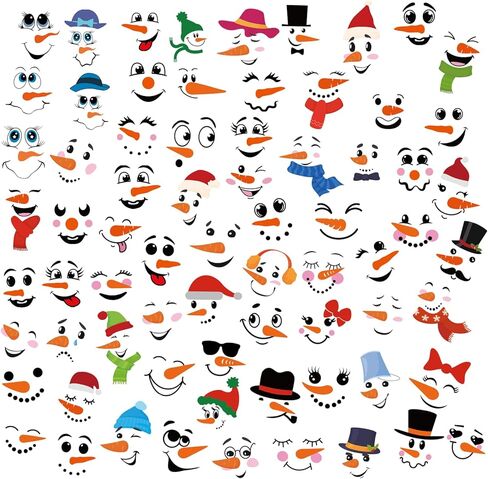 71 PCS Snowman Face ملصقات للحرف اليدوية - شارات Snowman Face للحلي ، ملصقات عيد الميلاد للكؤوس ، أكواب ، الجرار ، شارات Craft Holiday لزخارف عيد الميلاد (8 أوراق) in Kuwait