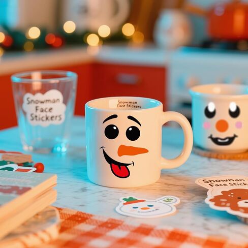 71 PCS Snowman Face ملصقات للحرف اليدوية - شارات Snowman Face للحلي ، ملصقات عيد الميلاد للكؤوس ، أكواب ، الجرار ، شارات Craft Holiday لزخارف عيد الميلاد (8 أوراق) in Kuwait