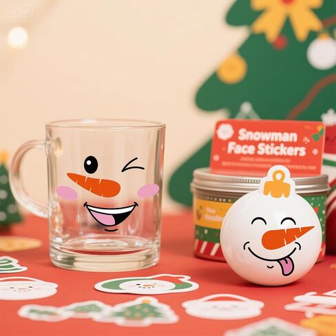 71 PCS Snowman Face ملصقات للحرف اليدوية - شارات Snowman Face للحلي ، ملصقات عيد الميلاد للكؤوس ، أكواب ، الجرار ، شارات Craft Holiday لزخارف عيد الميلاد (8 أوراق) in Kuwait