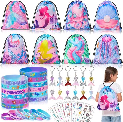 Winrayk 12 Sets Unicorn Party Favors Birthday Supplies for Girls, Drawstring Bag Glow Tattoo Sticker Silicone Bracelet Keychain, Goodie Bag Stuffer Filler Kids Rainbow Unicorn Party Supplies Decor in Saudi Arabia