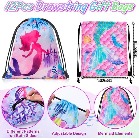Winrayk 12 Sets Unicorn Party Favors Birthday Supplies for Girls, Drawstring Bag Glow Tattoo Sticker Silicone Bracelet Keychain, Goodie Bag Stuffer Filler Kids Rainbow Unicorn Party Supplies Decor in Saudi Arabia