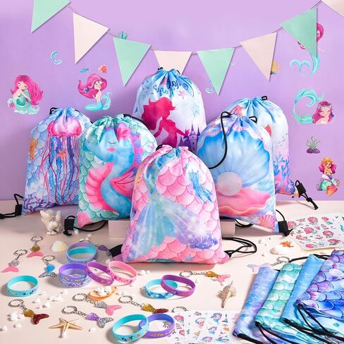 Winrayk 12 Sets Unicorn Party Favors Birthday Supplies for Girls, Drawstring Bag Glow Tattoo Sticker Silicone Bracelet Keychain, Goodie Bag Stuffer Filler Kids Rainbow Unicorn Party Supplies Decor in Saudi Arabia