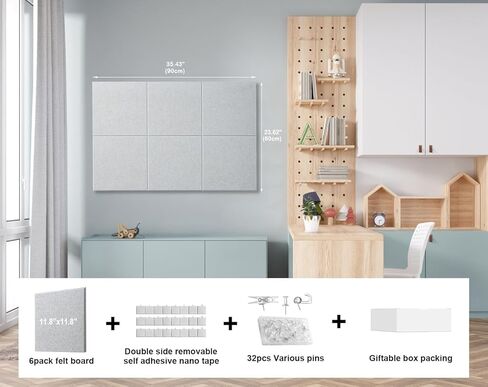 Love Wall Tiles Bulletin Board Board Large Cork Board البديل 6 حزمة 11.81 "x11.81" x0.47 "لوحة Tack Board Board مع علامات تبويب لاصق قابلة للإزالة آمنة لمدرسة المكتب المنزلي 36x24 (الأزرق الداكن) in Kuwait