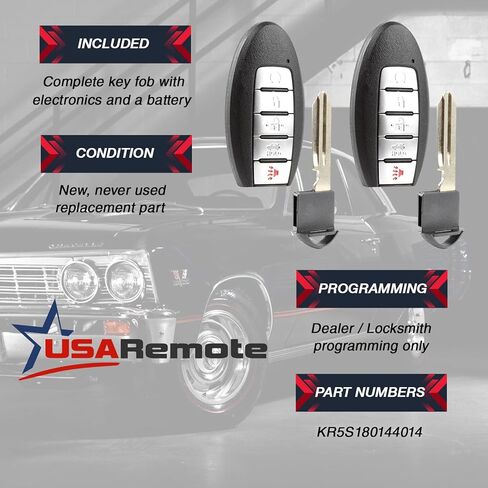 Car Smart Key FOB FOB ANDELL ENTRENT REMOTE FITS NISSAN Altima ، Pathfinder ، Infiniti QX60 ، JX35 (KR5S180144014) ، مجموعة من 2 in Saudi Arabia
