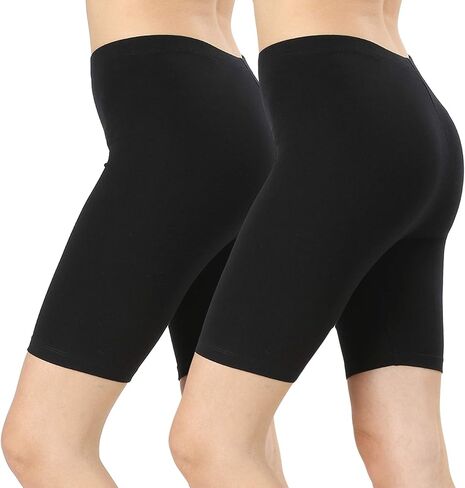 Womens & Plus Cotton Stretch Knee Length Fitness Sport Biker Shorts Leggings (Black/Black (2Pack), 3X) in Saudi Arabia