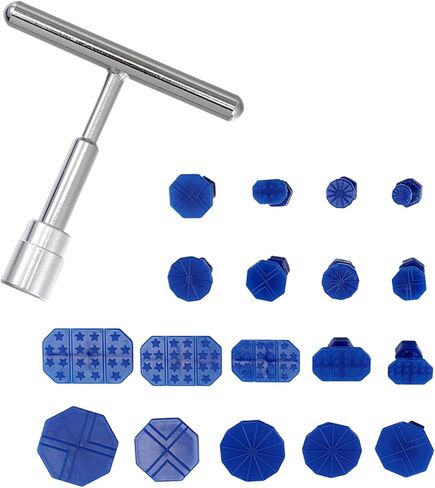 19 PCS Body Dent Puller ، Sploy Sploy Dent Seplation Piece Cup Cup Spacer T-Puller ، ملحق إصلاح وصيانة محمول ، مناسب لمعظم السيارات (الأزرق والفضي) in Kuwait