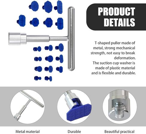 19 PCS Body Dent Puller ، Sploy Sploy Dent Seplation Piece Cup Cup Spacer T-Puller ، ملحق إصلاح وصيانة محمول ، مناسب لمعظم السيارات (الأزرق والفضي) in Kuwait
