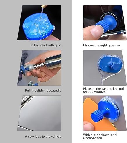 19 PCS Body Dent Puller ، Sploy Sploy Dent Seplation Piece Cup Cup Spacer T-Puller ، ملحق إصلاح وصيانة محمول ، مناسب لمعظم السيارات (الأزرق والفضي) in Kuwait