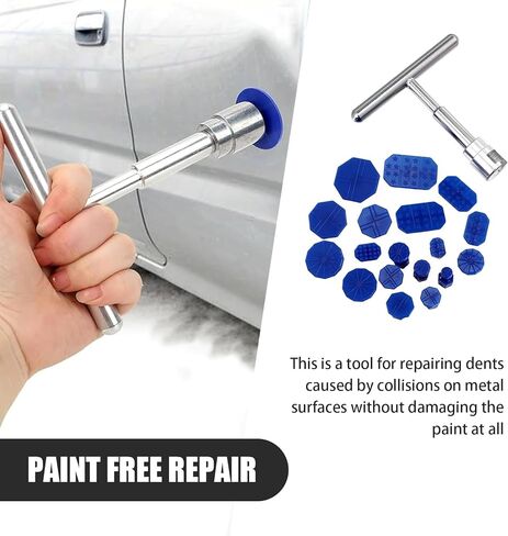 19 PCS Body Dent Puller ، Sploy Sploy Dent Seplation Piece Cup Cup Spacer T-Puller ، ملحق إصلاح وصيانة محمول ، مناسب لمعظم السيارات (الأزرق والفضي) in Kuwait