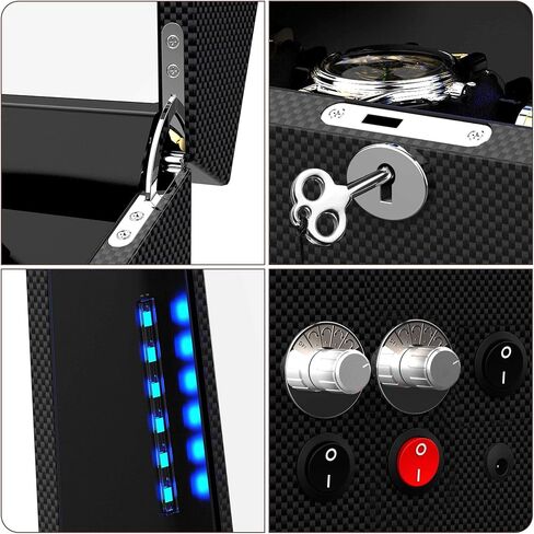 Watch Winder for 12 Automatic Watches, Elegant Carbon Fiber Shell with Flexible Watch Pillows, Built-in Led Lights, with 6 Extra Storage Slots (Carbon Fiber) in Saudi Arabia