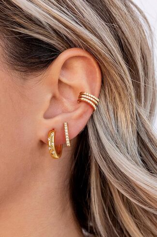 طوق غولد جولد تشيسكي مجموعة للنساء ، و 14 كيلو بايت مطلي بالذهب مكتنزة بسيطة من الكفة المكعبات مكعبات Zirconia Star Hoop مجموعات القرط لعدة خارقة Hypoallergenic stud أقراط مداخن المجوهرات الهدايا in Kuwait