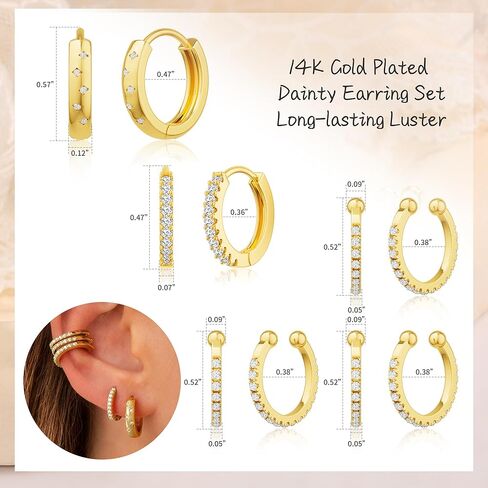 طوق غولد جولد تشيسكي مجموعة للنساء ، و 14 كيلو بايت مطلي بالذهب مكتنزة بسيطة من الكفة المكعبات مكعبات Zirconia Star Hoop مجموعات القرط لعدة خارقة Hypoallergenic stud أقراط مداخن المجوهرات الهدايا in Kuwait