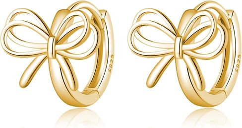 REFFEER SOLID 925 Sterling Silver Bow أقراط الشريط للنساء المراهقات Bowknot أقراط Huggie in Saudi Arabia
