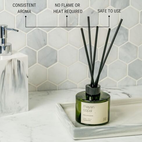 Craft & Kin Reed Diffuser Set with Dried Flowers, 5 oz Santal Woods Scented Reed Diffuser with Sticks, Scented Sticks Diffuser, Elegant Home Decor & Office Décor for Men & Women in Saudi Arabia