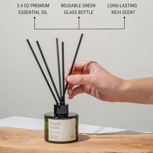 Craft & Kin Reed Diffuser Set with Dried Flowers, 5 oz Santal Woods Scented Reed Diffuser with Sticks, Scented Sticks Diffuser, Elegant Home Decor & Office Décor for Men & Women in Saudi Arabia