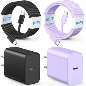 Compatible with iPhone15/16 Charger Fast Charging,20W Dual USB C Charger Block with Two 10FT USB C-C Charging Cables with Phone 15/16Pro Max/16Plus,15Plus/15Pro/15Pro Max,Pad Pro/Air,(2Pack,White) in Kuwait