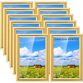 Kathfly 4 x 6 Gold Picture Frames Sets of 12 Modern Simple Designed Photo Frame Bulk with Resin for Pictures Wall Mount Tabletop Display Home Office Hotel Decoration in Saudi Arabia