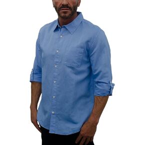 short fin Men's Long Sleeve Linen Shirt, with roll up Sleeves in Saudi Arabia