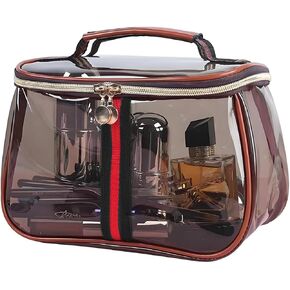 New Retro Vintage Vanity Bag, Clear Makeup Organizer with Handle, Large Capacity Water Resistant Cosmetic Toiletry Bag for Women, Travel Skincare Storage Case, Vintage Makeup Pouch in Saudi Arabia