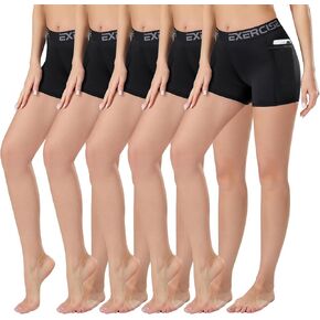 3" Womens Volleyball Shorts 5 Pack Spandex Shorts Women with Pocket,Compression Shorts for Women Workout Running in Saudi Arabia