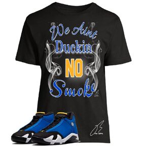 قميص لمطابقة الأردن Retro 14 Laney/Blue ، Duckin No Smoke Usisex Graphic Tee ، Match Sneaker ، Gift (XXL ، Black) in Saudi Arabia