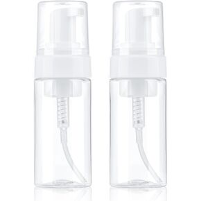 Boenoea Plastic Foam Pump Bottle, 4oz/120ml Foam Bottles Dispenser BPA Free Empty Refillable Container for Hand Soap, Shampoo - Pack of 2 Clear in Saudi Arabia