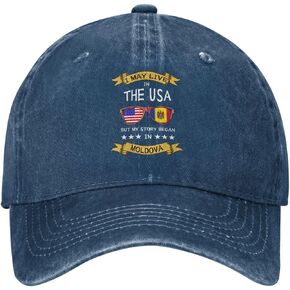 Moldova American Flag USA Moldovan Roots Classic Cowboy Baseball Cap Men Women Admual Dad Hat Navy Blue in Saudi Arabia