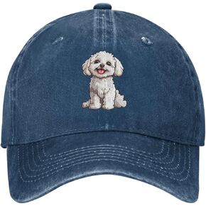 Bichon Dog Cartoon Adjustable Classic Cowboy Baseball Cap Men Women Casual Dad Hat Navy Blue in Kuwait
