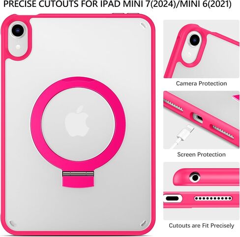 GUAGUA for iPad Mini 7 Case 2024 (A17 Pro), iPad Mini 7th/6th Generation Case with Stand(2024/2021) 8.3'' Translucent Matte Back Slim Shockproof Protective Kickstand Case for iPad Mini 7th/ 6th, Black in Kuwait
