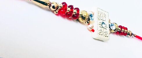 Trishool Generic om Pendant Rakhi Trident Mahadev Raksha Bandhan Festival Dori for Rakhi Day Rakhri for Brother Golden Khanda Rakhdi ، Small ، Silver ، Red in Saudi Arabia