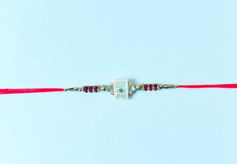 Trishool Generic om Pendant Rakhi Trident Mahadev Raksha Bandhan Festival Dori for Rakhi Day Rakhri for Brother Golden Khanda Rakhdi ، Small ، Silver ، Red in Saudi Arabia
