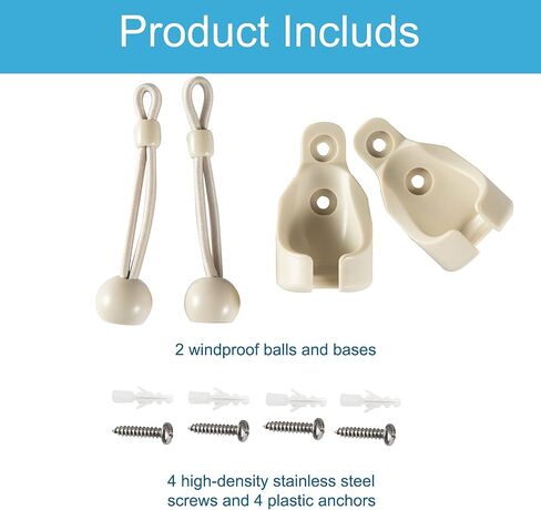 Sun Shading Components Bunge kit and end Cover, Weather Resistant, Suitable for Coolaroo Outdoor Roller Blinds, Outdoor Blinds, and Roller Blinds(Bungee kit) in Kuwait