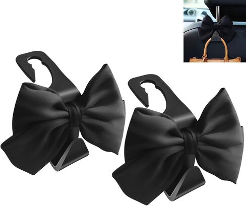 2pcs Car Purse Hook For Car Hooks For Purses And Bags, Cute Bow Car Seat Headrest Hook For Car Purse Hook Hanger. (white-2pcs) in Saudi Arabia
