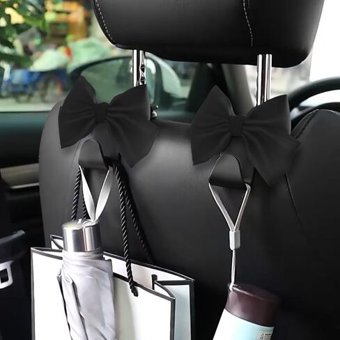 2pcs Car Purse Hook For Car Hooks For Purses And Bags, Cute Bow Car Seat Headrest Hook For Car Purse Hook Hanger. (white-2pcs) in Saudi Arabia