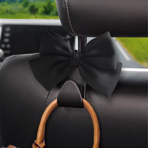 2pcs Car Purse Hook For Car Hooks For Purses And Bags, Cute Bow Car Seat Headrest Hook For Car Purse Hook Hanger. (white-2pcs) in Saudi Arabia