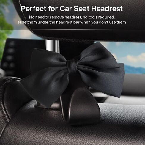 2pcs Car Purse Hook For Car Hooks For Purses And Bags, Cute Bow Car Seat Headrest Hook For Car Purse Hook Hanger. (white-2pcs) in Saudi Arabia