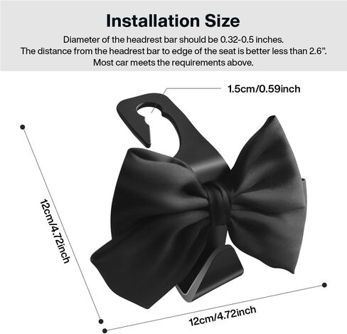 2pcs Car Purse Hook For Car Hooks For Purses And Bags, Cute Bow Car Seat Headrest Hook For Car Purse Hook Hanger. (white-2pcs) in Saudi Arabia