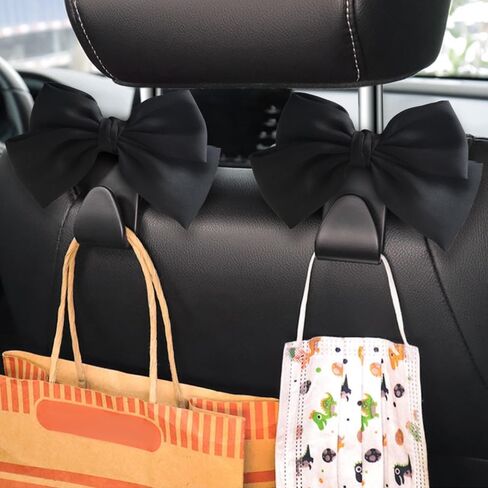 2pcs Car Purse Hook For Car Hooks For Purses And Bags, Cute Bow Car Seat Headrest Hook For Car Purse Hook Hanger. (white-2pcs) in Saudi Arabia
