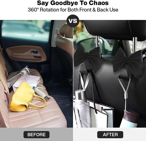 2pcs Car Purse Hook For Car Hooks For Purses And Bags, Cute Bow Car Seat Headrest Hook For Car Purse Hook Hanger. (white-2pcs) in Saudi Arabia