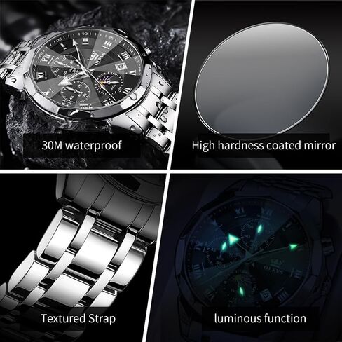 Olevs Men يشاهدون فستان الأعمال الماسي الفاخرة Watch Luminous سهلة القراءة تاريخ مقاوم للماء من الفولاذ المقاوم للصدأ الكوارتز التناظرية لباس بسيط in Saudi Arabia