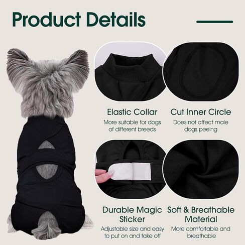 Kuoser Dog Surgery Suit Female Spay, Male Dog Recovery Sleeve Back Leg, Thigh Wound Protective Recovery Suit for Dogs, Dog Rear Leg Sleeve to Stop Licking, Pet Surgical Suit Puppy Onesie Bodysuit in Kuwait