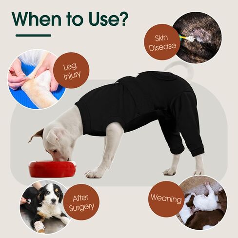 Kuoser Dog Surgery Suit Female Spay, Male Dog Recovery Sleeve Back Leg, Thigh Wound Protective Recovery Suit for Dogs, Dog Rear Leg Sleeve to Stop Licking, Pet Surgical Suit Puppy Onesie Bodysuit in Kuwait