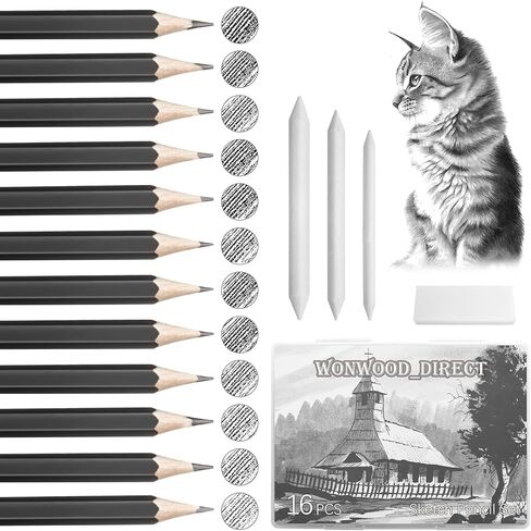 14 Pack Drawing Pencils, Drawing Set Sketch Pencils Kit, Drawing Pencils for Sketching, Graphite Pencils for Artists Beginner, Ideal for Drawing, Sketching in Saudi Arabia