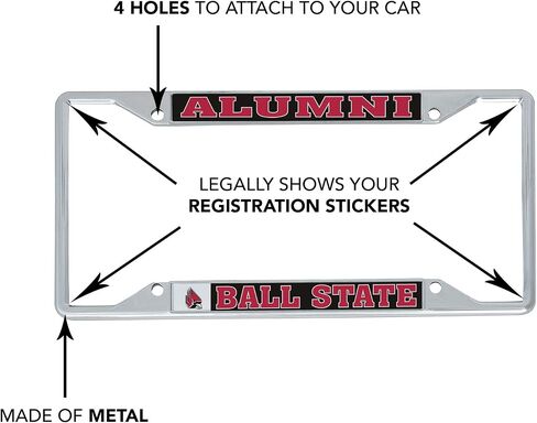 Desert Cactus Ball State University Car Accessories Cardinals Metal License Plate Frame and Tag Holder for Front or Rear of Car (Alumni) in Saudi Arabia