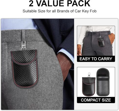 Besseek Faraday Bag for Key Protector ، 2 Pack Fob Protector Car Car Rfid Corping Corpouch ، وحماية أمان السيارة ، وحقيبة مضادة للسرقة ، ومحافظة على حالة مكافحة الصياد in Kuwait