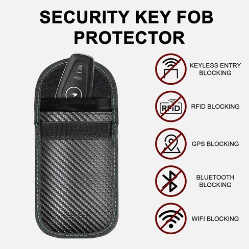 Besseek Faraday Bag for Key Protector ، 2 Pack Fob Protector Car Car Rfid Corping Corpouch ، وحماية أمان السيارة ، وحقيبة مضادة للسرقة ، ومحافظة على حالة مكافحة الصياد in Kuwait