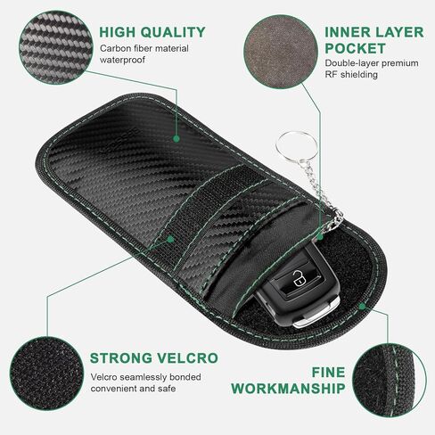 Besseek Faraday Bag for Key Protector ، 2 Pack Fob Protector Car Car Rfid Corping Corpouch ، وحماية أمان السيارة ، وحقيبة مضادة للسرقة ، ومحافظة على حالة مكافحة الصياد in Kuwait