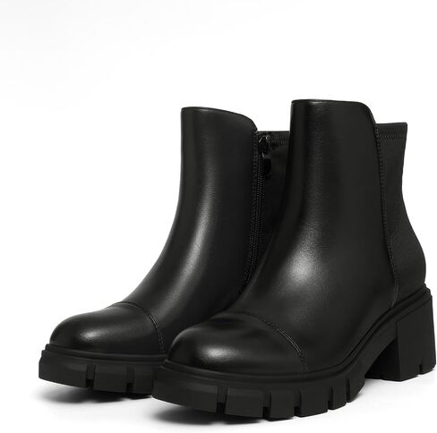 Athlefit Women's Chunky Heel Ankle Boots Platform Lug Sole Elastic Chelsea Short Booties WIth Side Zipper in Kuwait